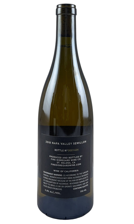 Bottle of Fine Disregard, Napa Valley Semillion, 2018 - White Wine - Flatiron Wines & Spirits - New York