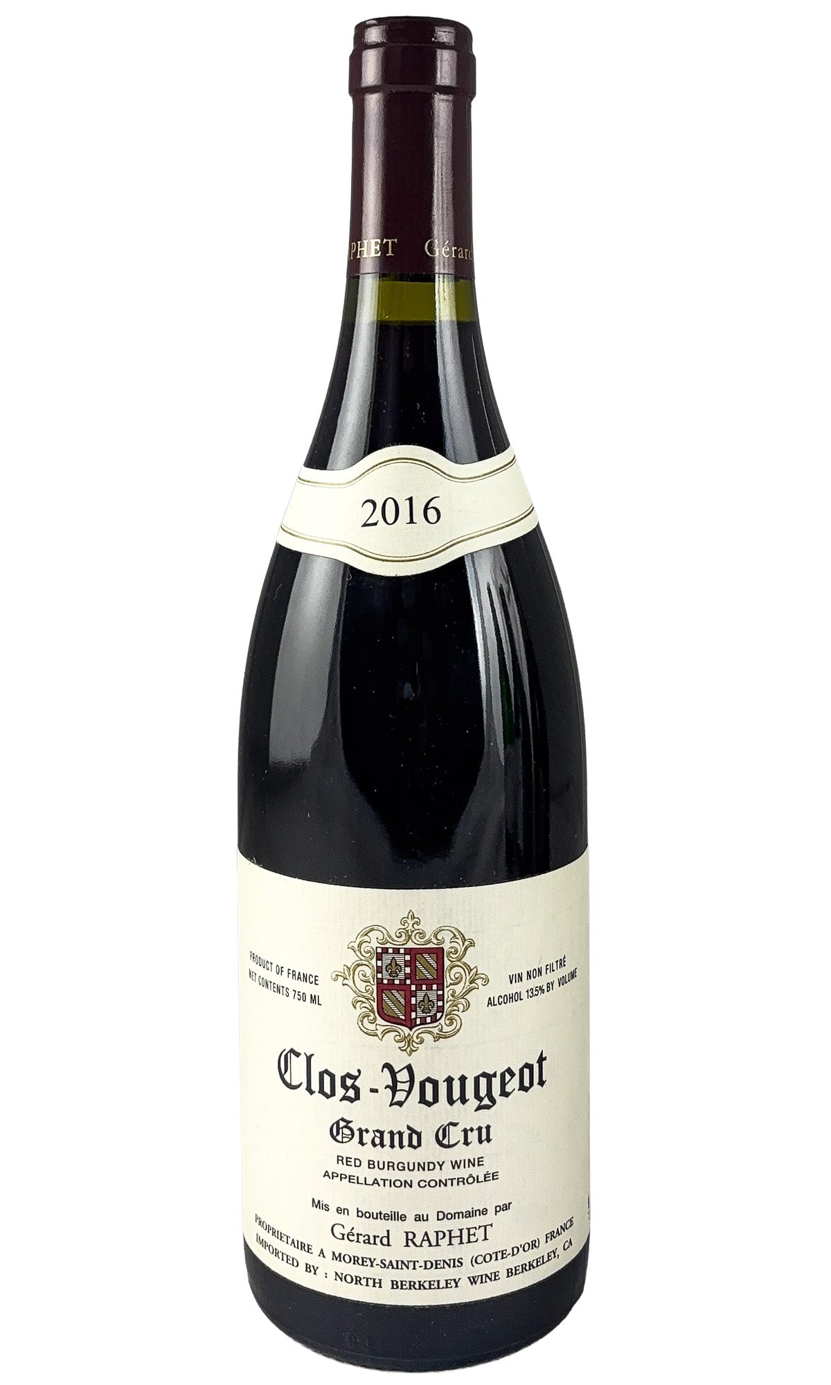 Bottle of Gerard Raphet, Clos Vougeot Grand Cru, 2016 - Red Wine - Flatiron Wines & Spirits - New York