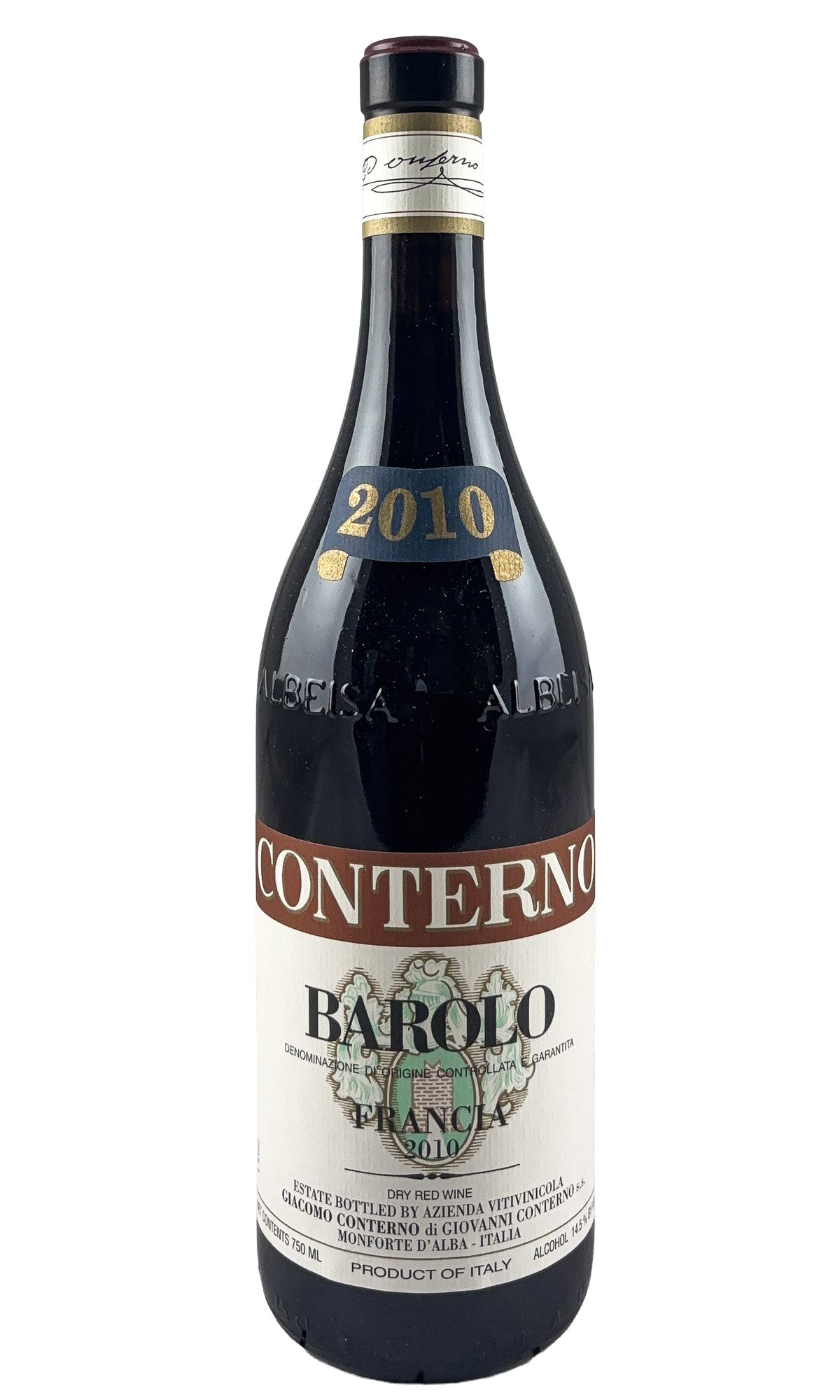 Bottle of Giacomo Conterno, Barolo Cascina Francia, 2010 - Red Wine - Flatiron Wines & Spirits - New York