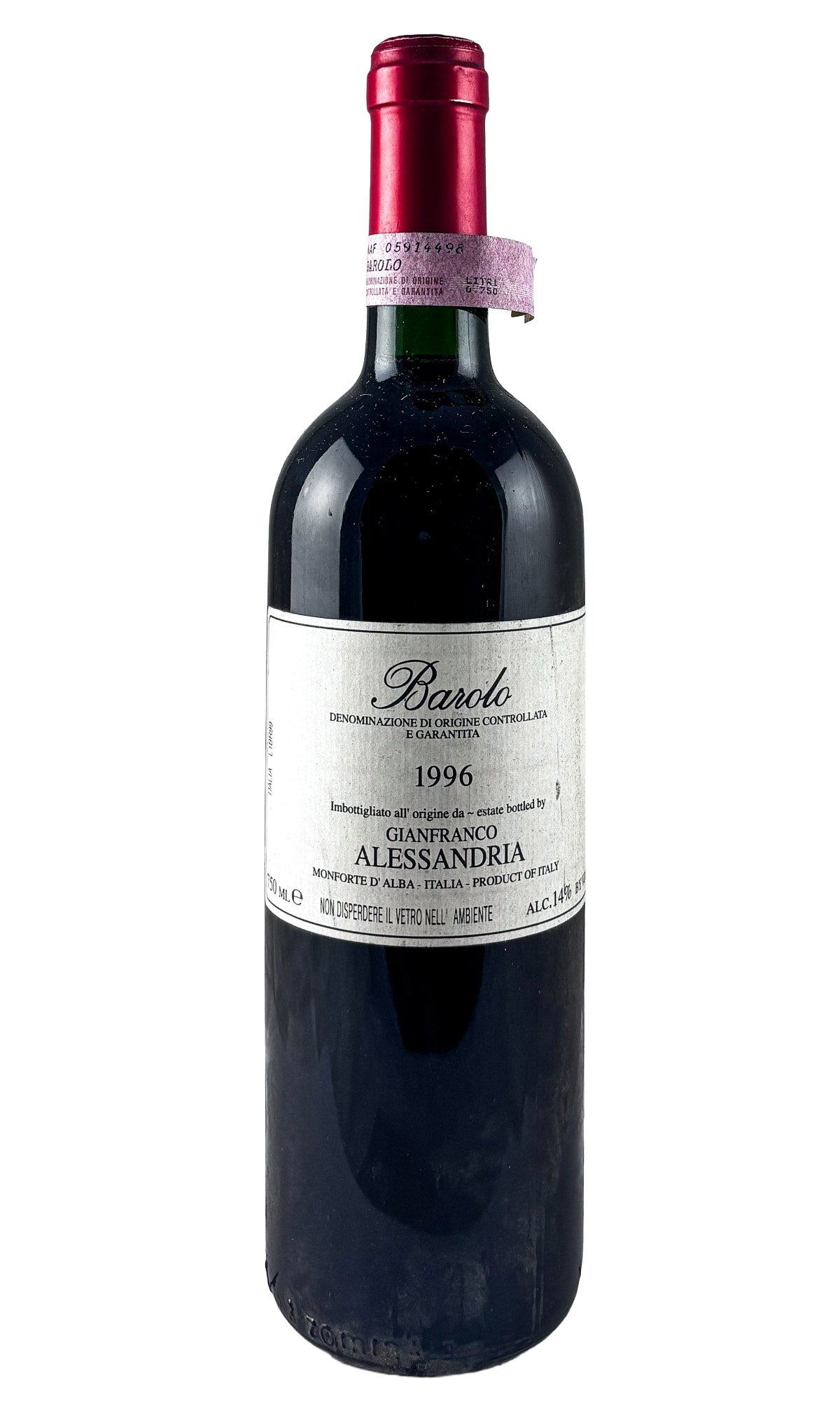 Bottle of Gianfranco Alessandria, Barolo, 1996 - Red Wine - Flatiron Wines & Spirits - New York