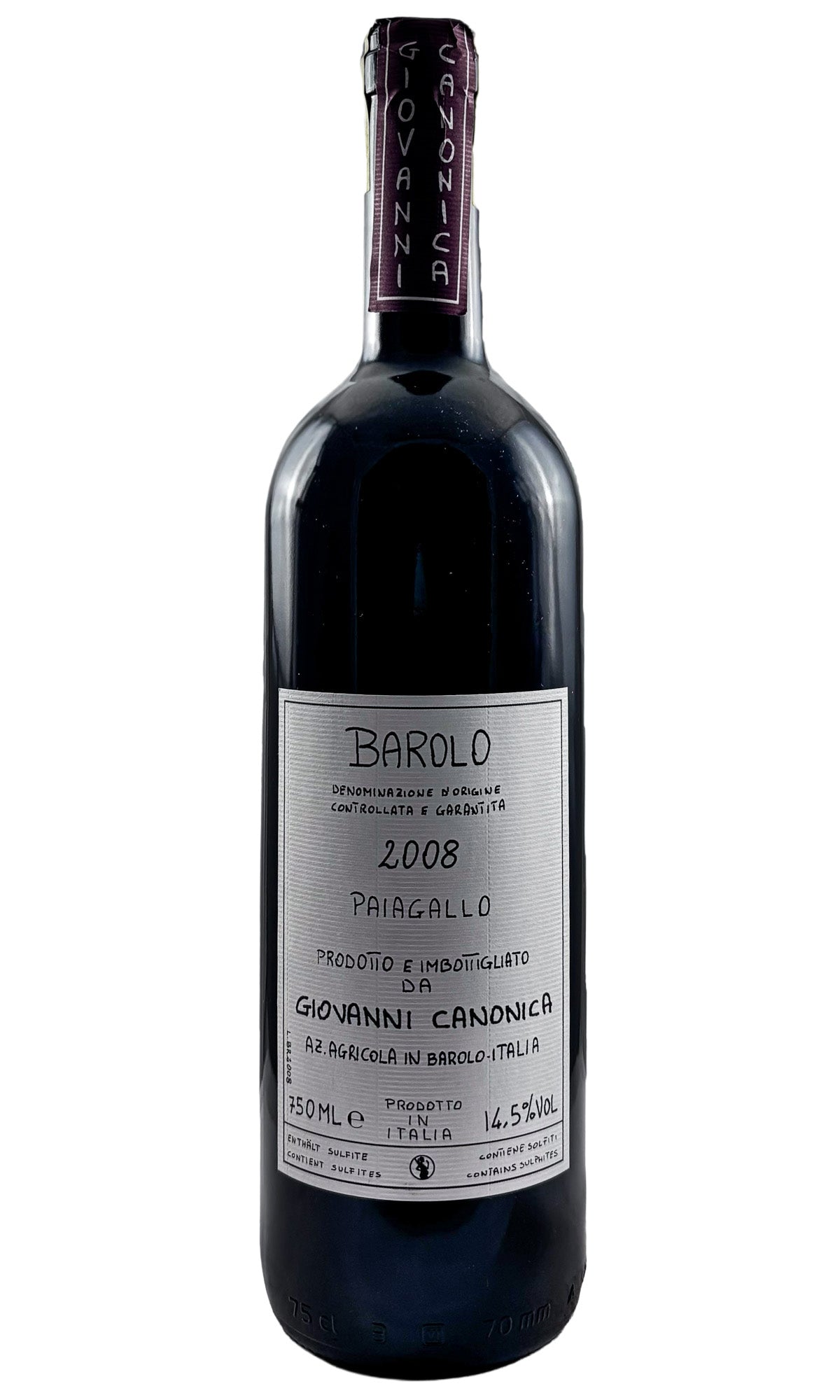 Bottle of Giovanni Canonica, Barolo Paiagallo, 2008 - Red Wine - Flatiron Wines & Spirits - New York