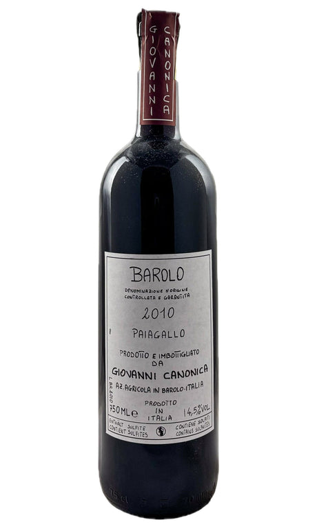 Bottle of Giovanni Canonica, Barolo Paiagallo, 2010 - Red Wine - Flatiron Wines & Spirits - New York