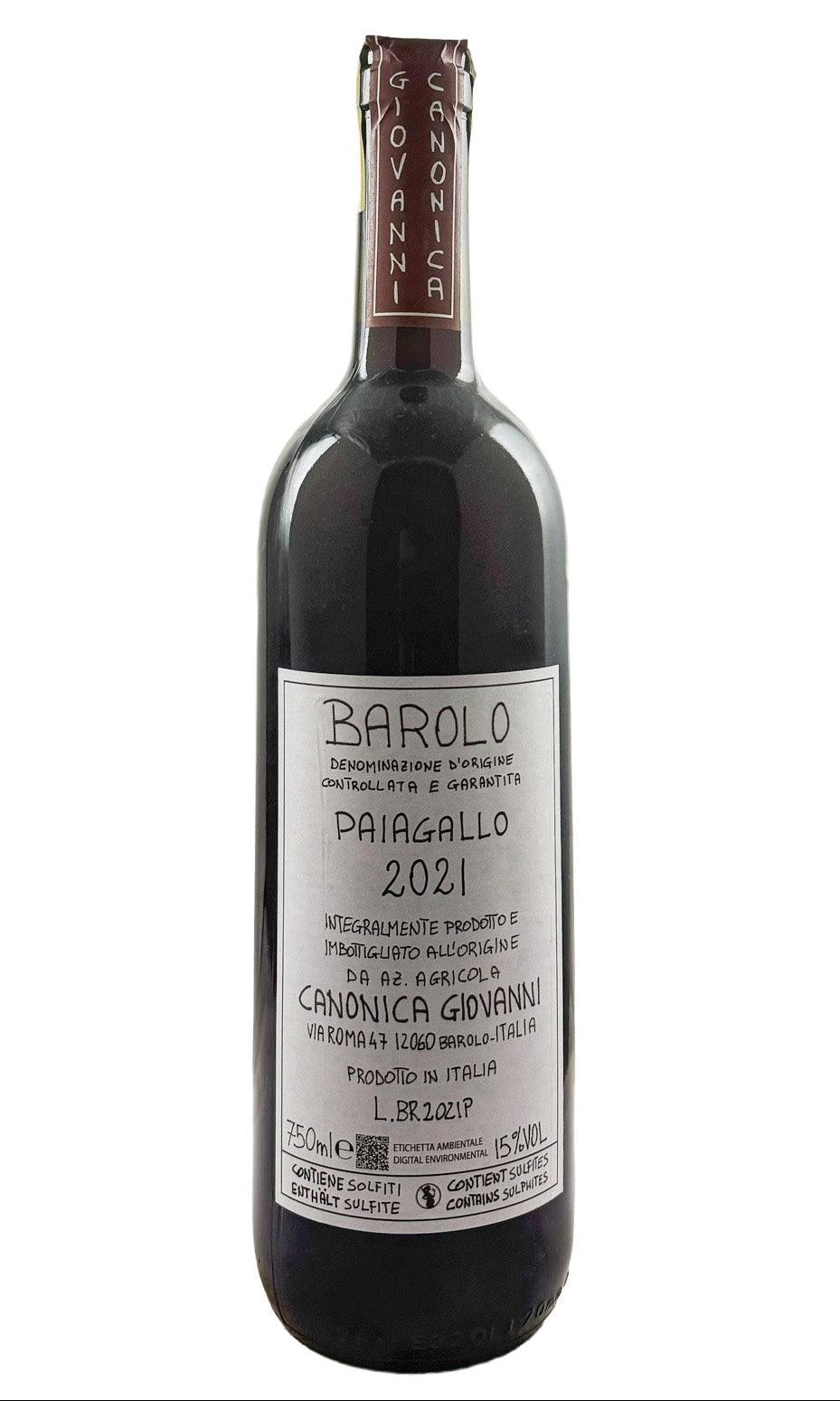 Bottle of Giovanni Canonica, Barolo Paiagallo, 2021 - Red Wine - Flatiron Wines & Spirits - New York