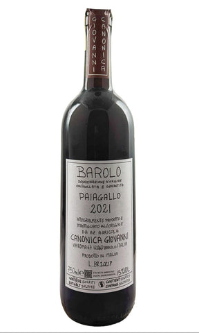 Bottle of Giovanni Canonica, Barolo Paiagallo, 2021 - Red Wine - Flatiron Wines & Spirits - New York