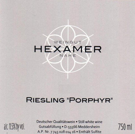 Bottle of Hexamer, Porphyr Riesling Feinherb, 2025 (Pre-Arrival, ETA Late Fall 2026) - White Wine - Flatiron Wines & Spirits - New York