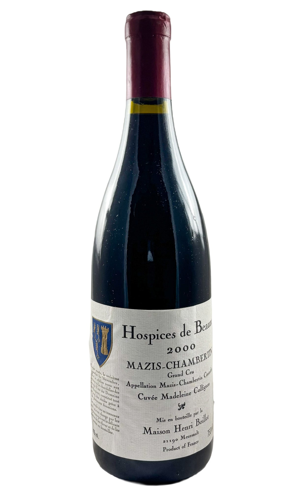 Bottle of Hospices de Beaune Mazis-Chambertin, Cuvee Madeleine Collignon eleve par Henri Boillot, 2000 - Red Wine - Flatiron Wines & Spirits - New York