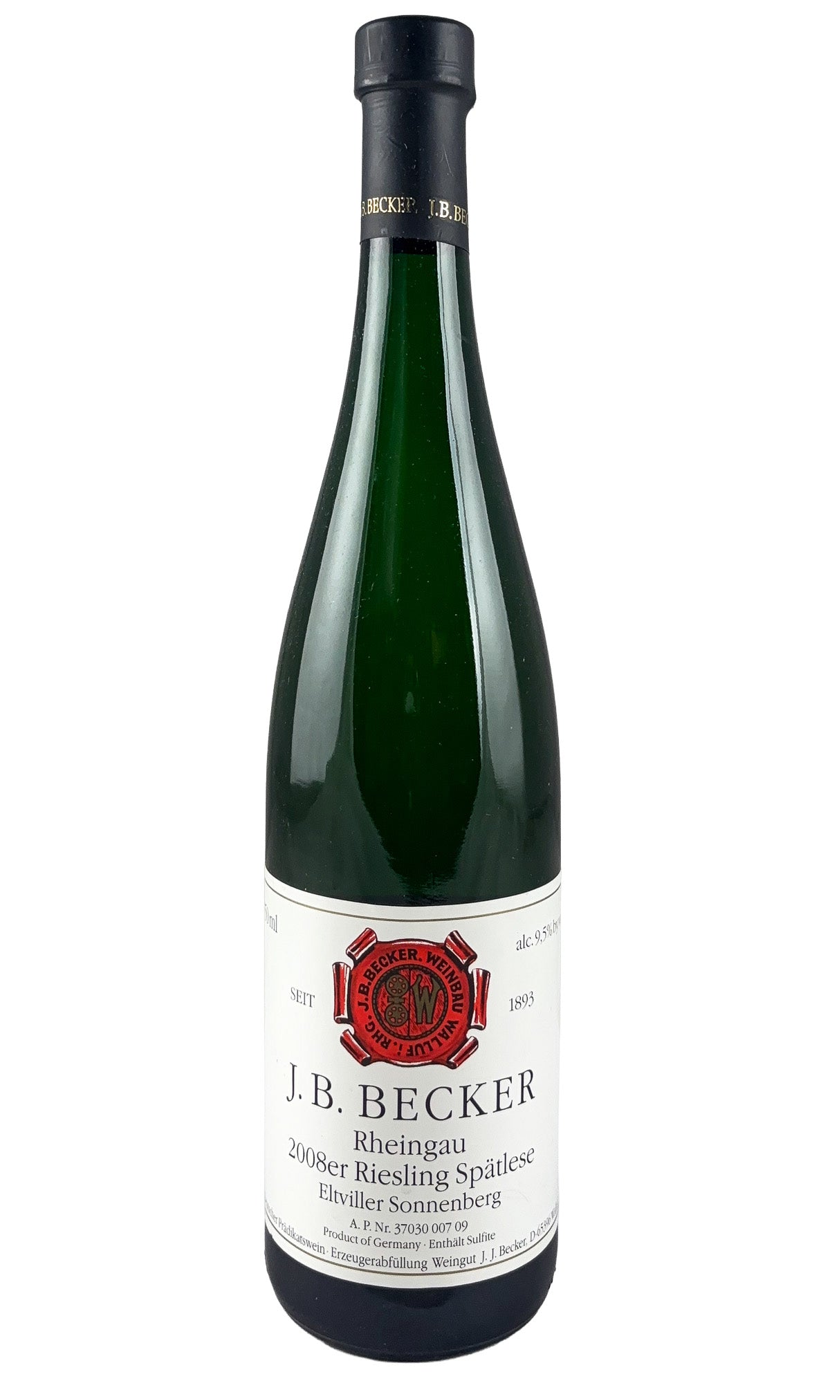Bottle of JB Becker, Riesling Spatlese Eltviller Sonnenberg, 2008 - White Wine - Flatiron Wines & Spirits - New York