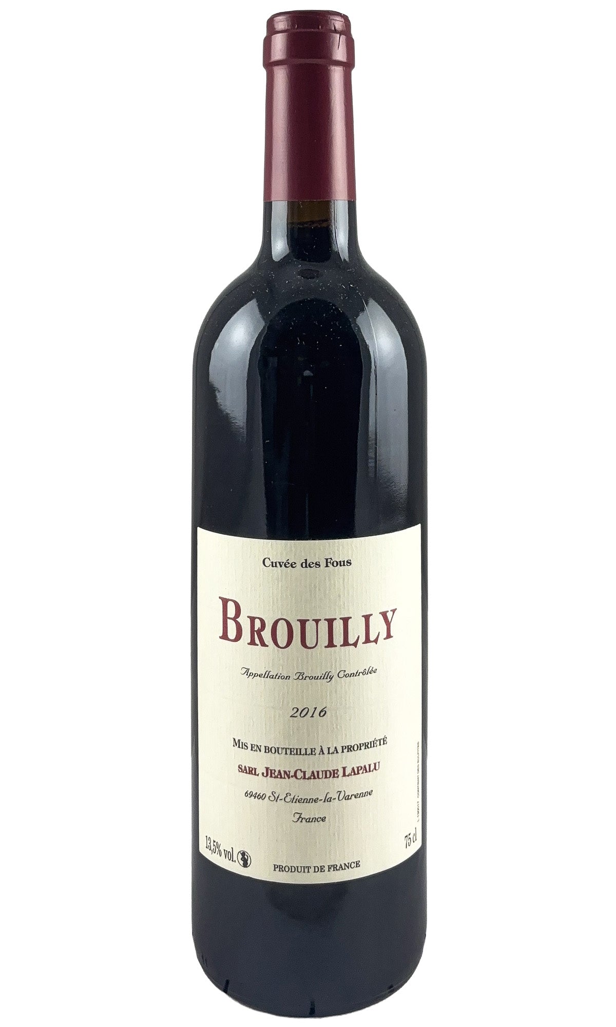 Bottle of Jean-Claude Lapalu, Brouilly Cuvee des Fous, 2016 - Red Wine - Flatiron Wines & Spirits - New York