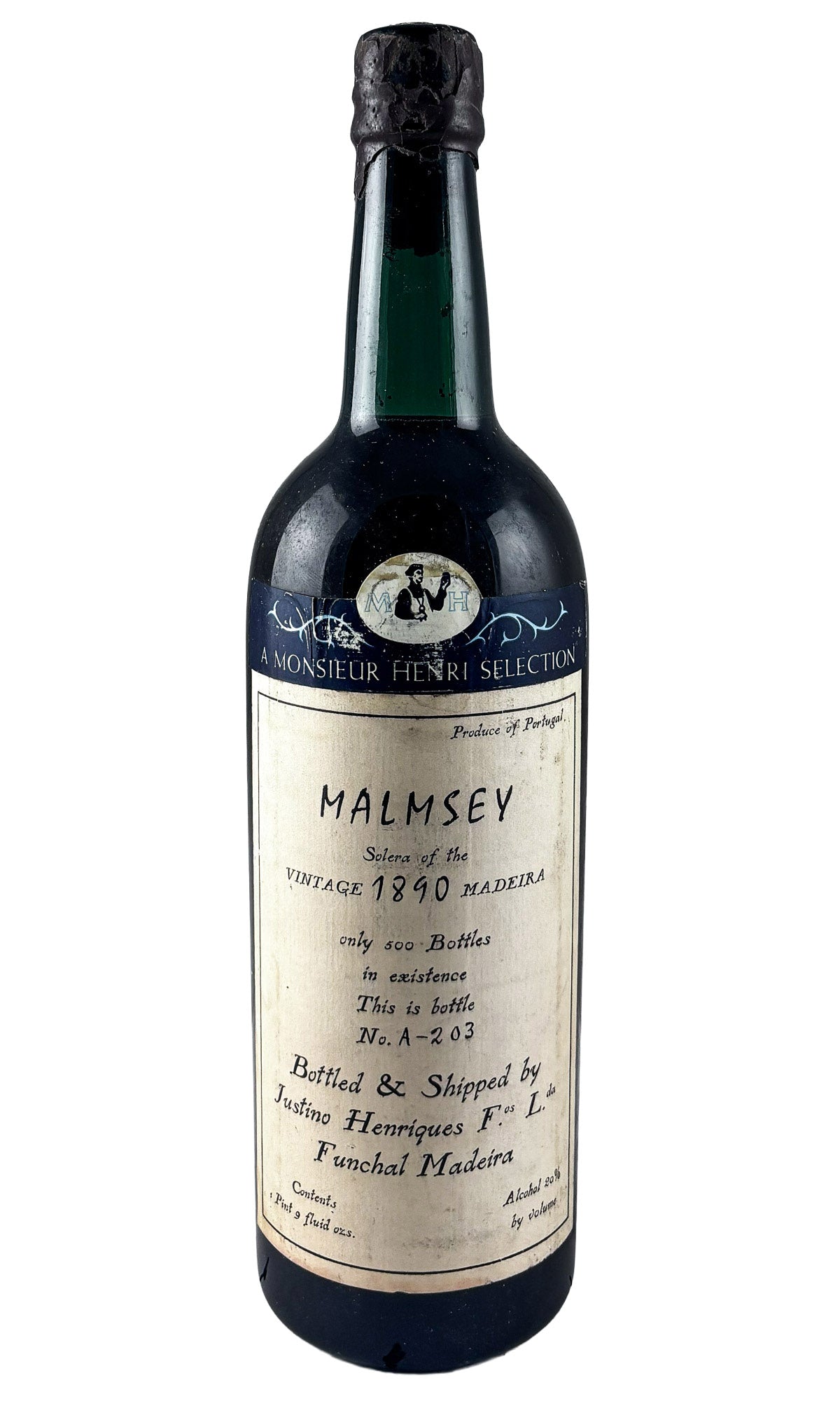 Bottle of Justino Henriques, Madeira Malmsey Solera, 1890 (label scratched) - Fortified Wine - Flatiron Wines & Spirits - New York