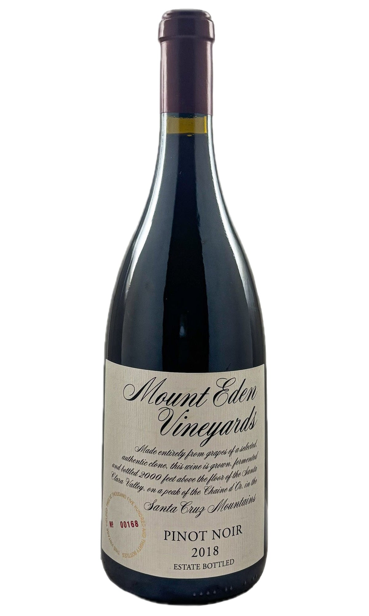Bottle of Mount Eden Vineyards, Estate Pinot Noir Santa Cruz, 2018 - Red Wine - Flatiron Wines & Spirits - New York