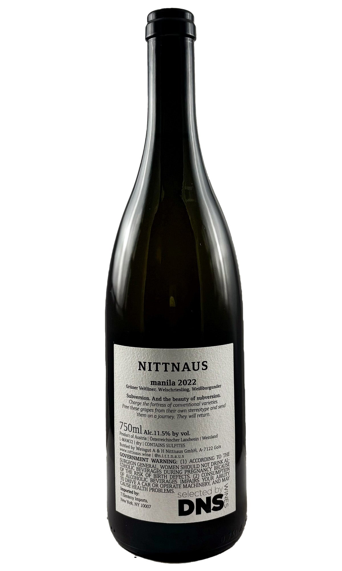 Bottle of Nittnaus, Gruner Veltliner "Manila", 2022 - White Wine - Flatiron Wines & Spirits - New York