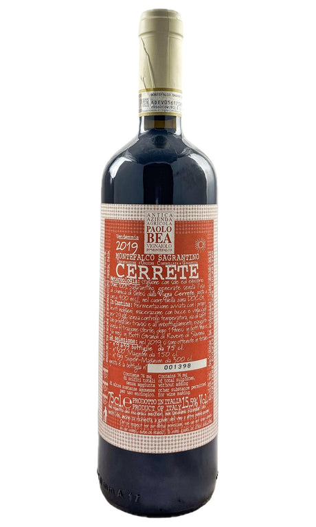 Bottle of Paolo Bea, Sagrantino di Montefalco Secco "Vigneto Cerrete", 2019 - Red Wine - Flatiron Wines & Spirits - New York