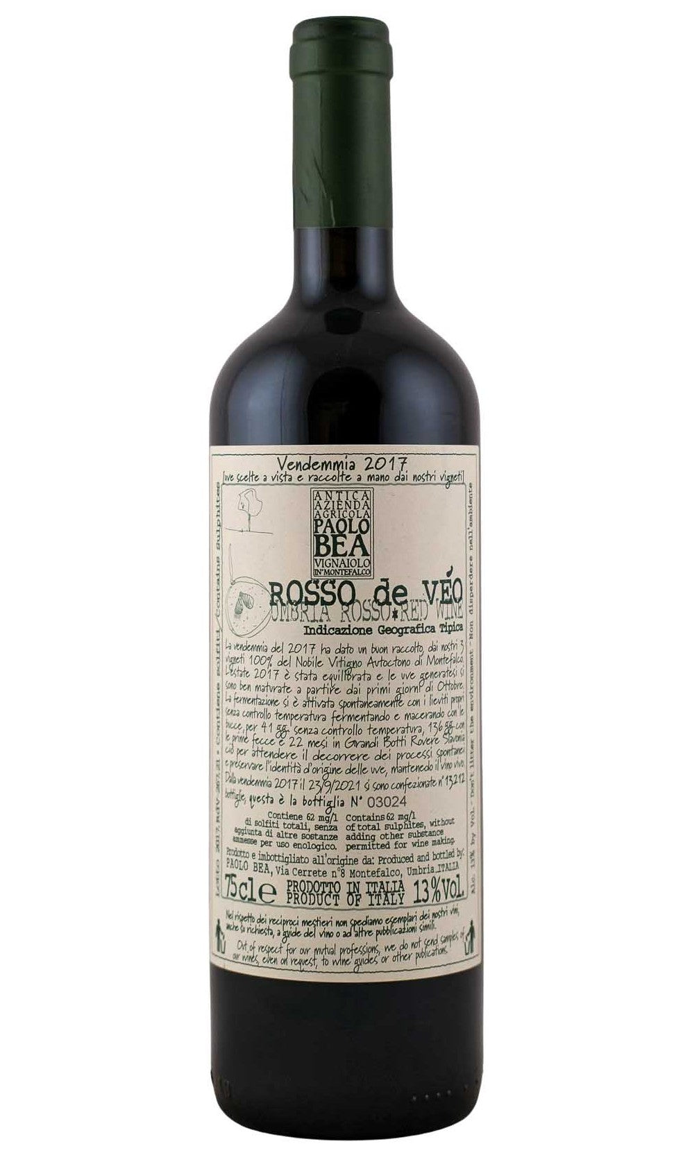 Bottle of Paolo Bea, Umbria Rosso de Veo, 2017 - Red Wine - Flatiron Wines & Spirits - New York