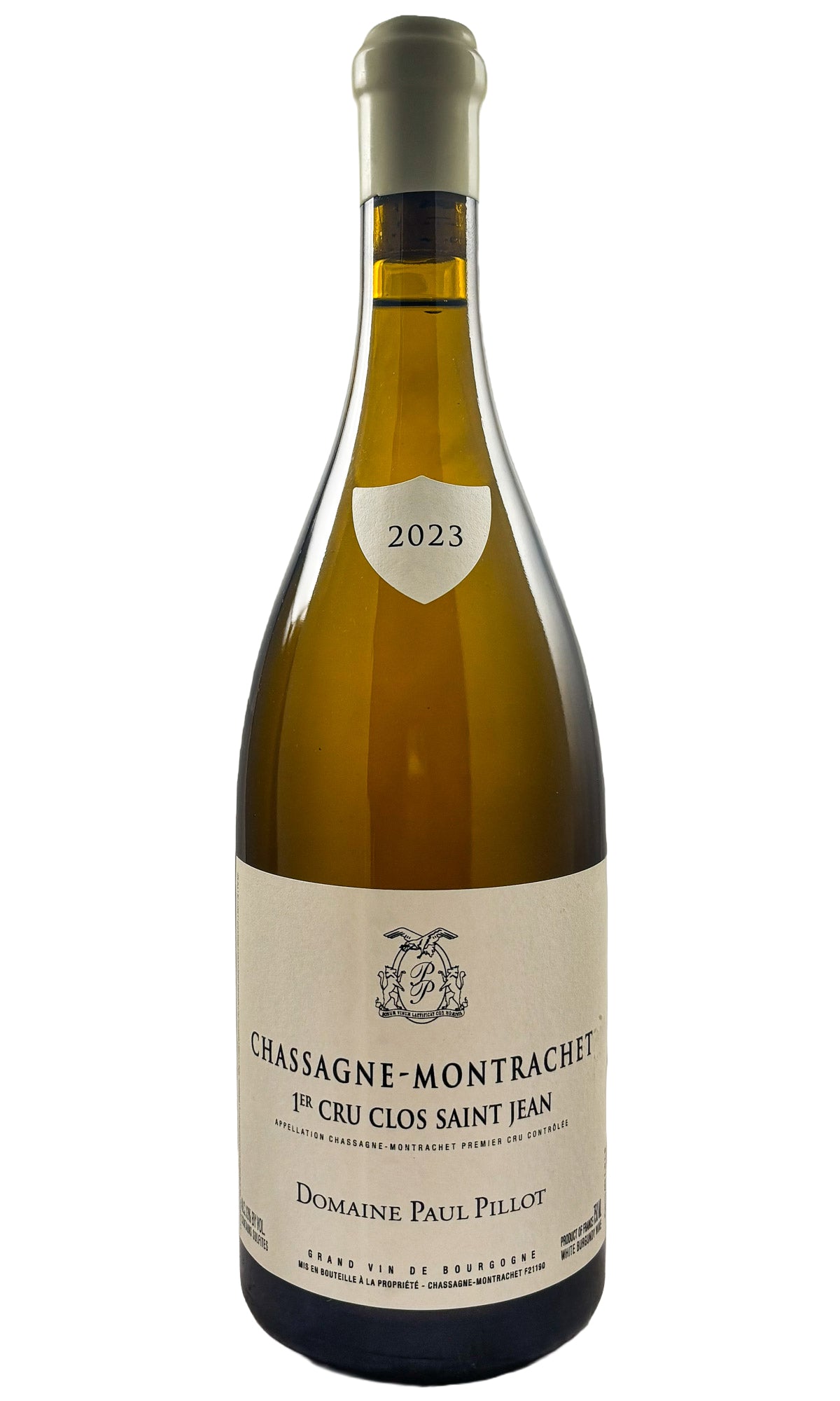 Bottle of Paul Pillot, Chassagne-Montrachet Blanc 1er Cru "Clos Saint Jean", 2023 - White Wine - Flatiron Wines & Spirits - New York