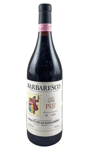 Bottle of Produttori del Barbaresco, Barbaresco Riserva Paje', 1989 - Red Wine - Flatiron Wines & Spirits - New York