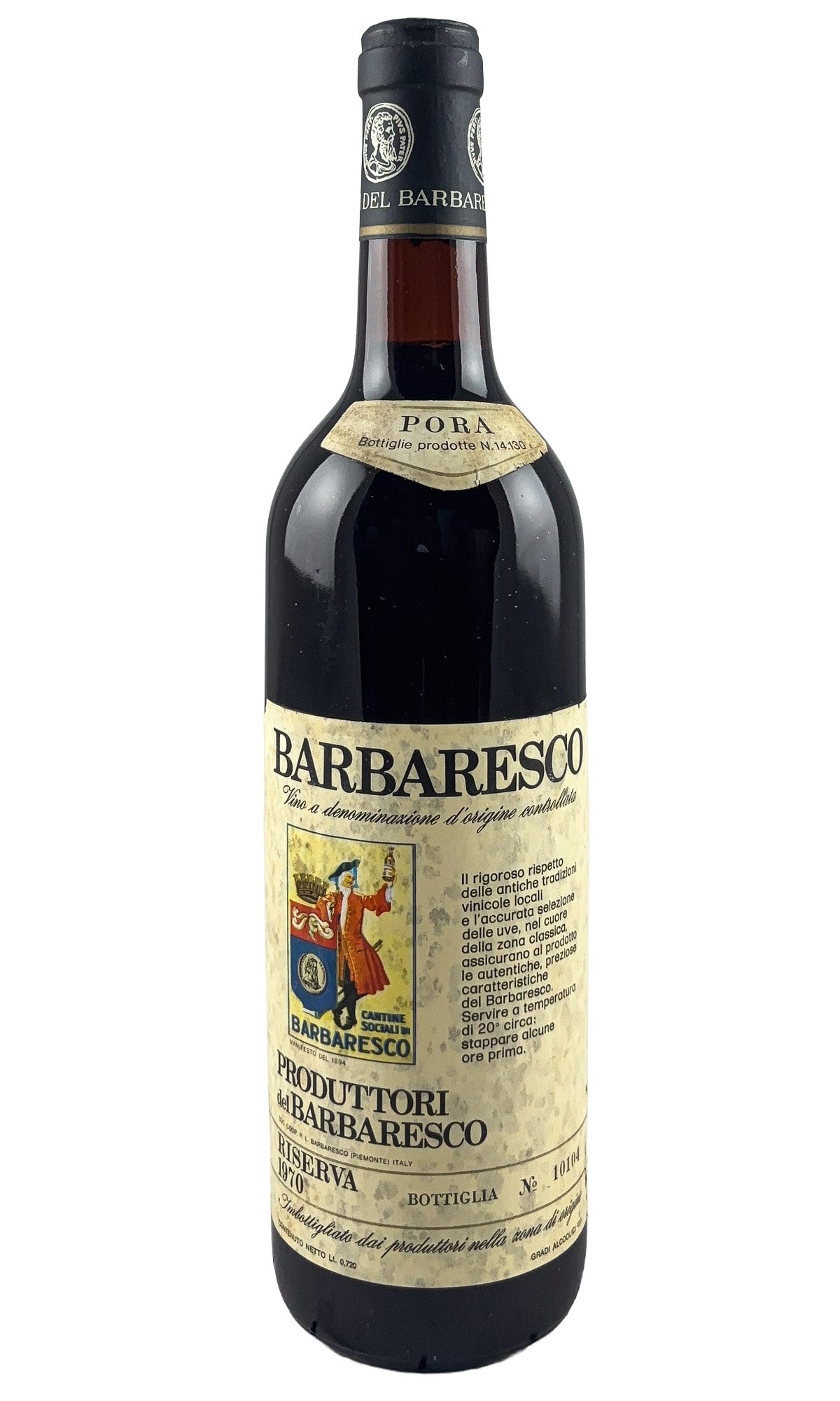 Bottle of Produttori del Barbaresco, Barbaresco Riserva “Pora”, 1970 - Red Wine - Flatiron Wines & Spirits - New York