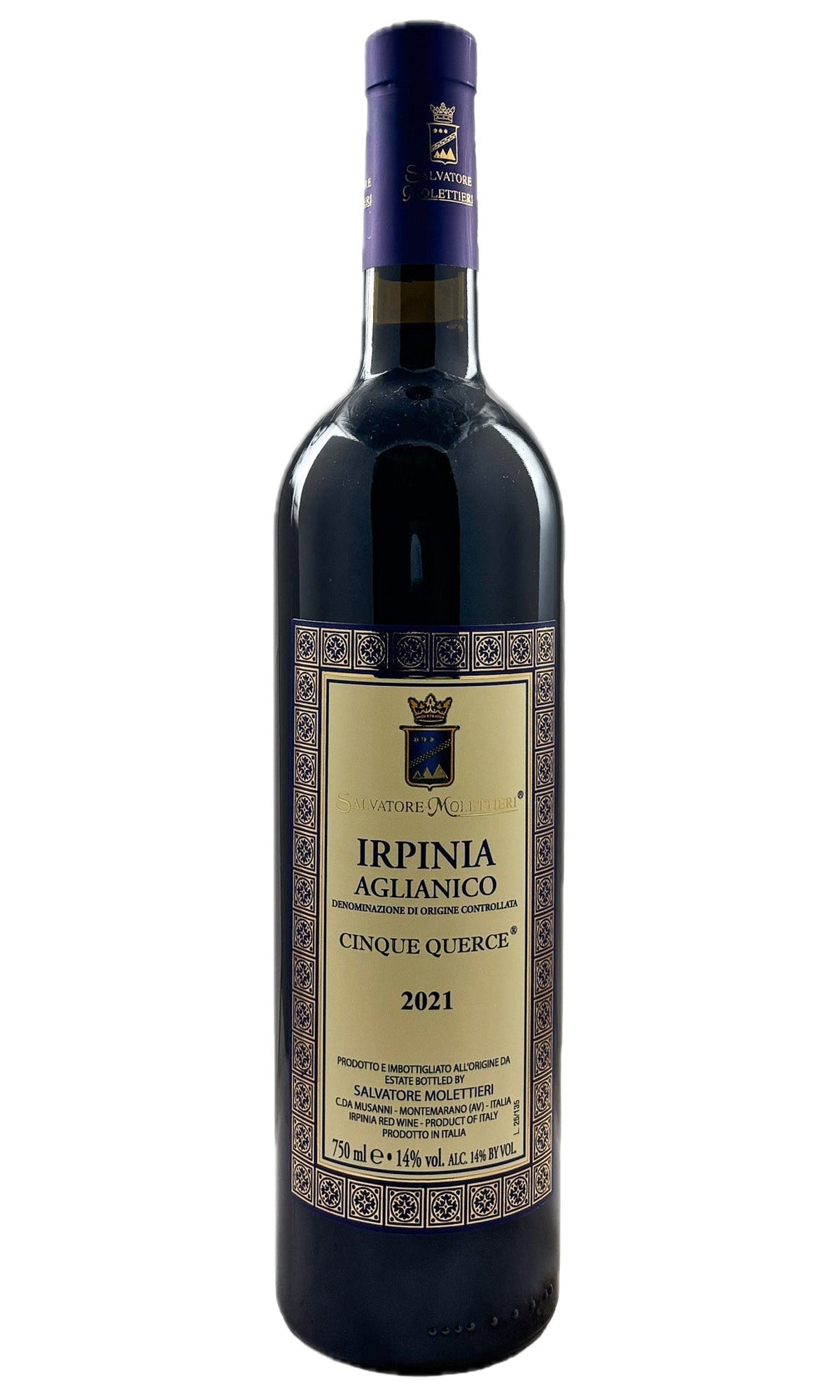 Bottle of Salvatore Molettieri, Irpinia Aglianico 'Cinque Querce', 2021 - Red Wine - Flatiron Wines & Spirits - New York