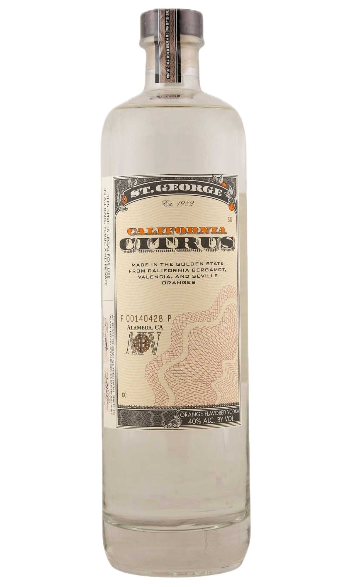 Bottle of St George, California Citrus Vodka - Spirit - Flatiron Wines & Spirits - New York