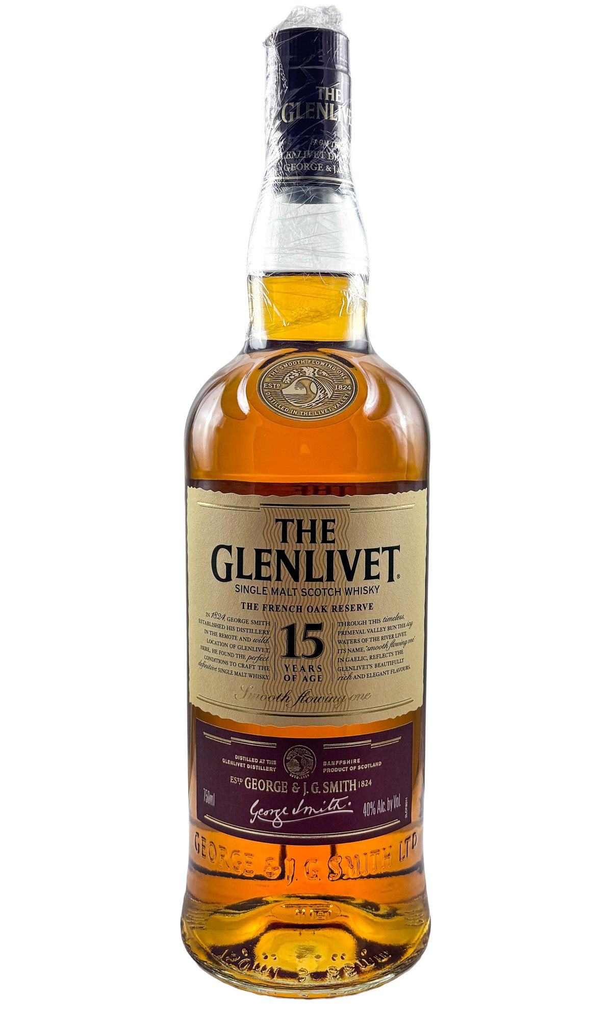 Bottle of The Glenlivet, 15 Year Old Single Malt Scotch The French Oak Reserve - - Flatiron Wines & Spirits - New York