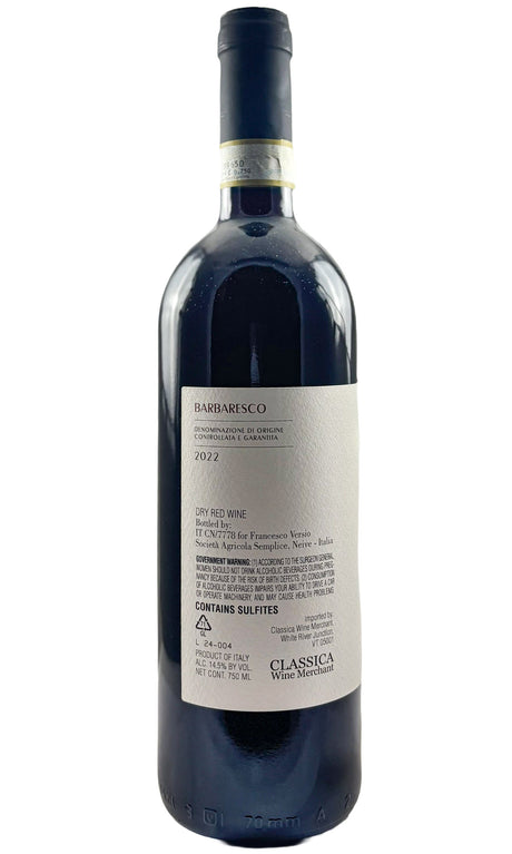 Bottle of Versio Francesco, Barbaresco, 2022 - Red Wine - Flatiron Wines & Spirits - New York