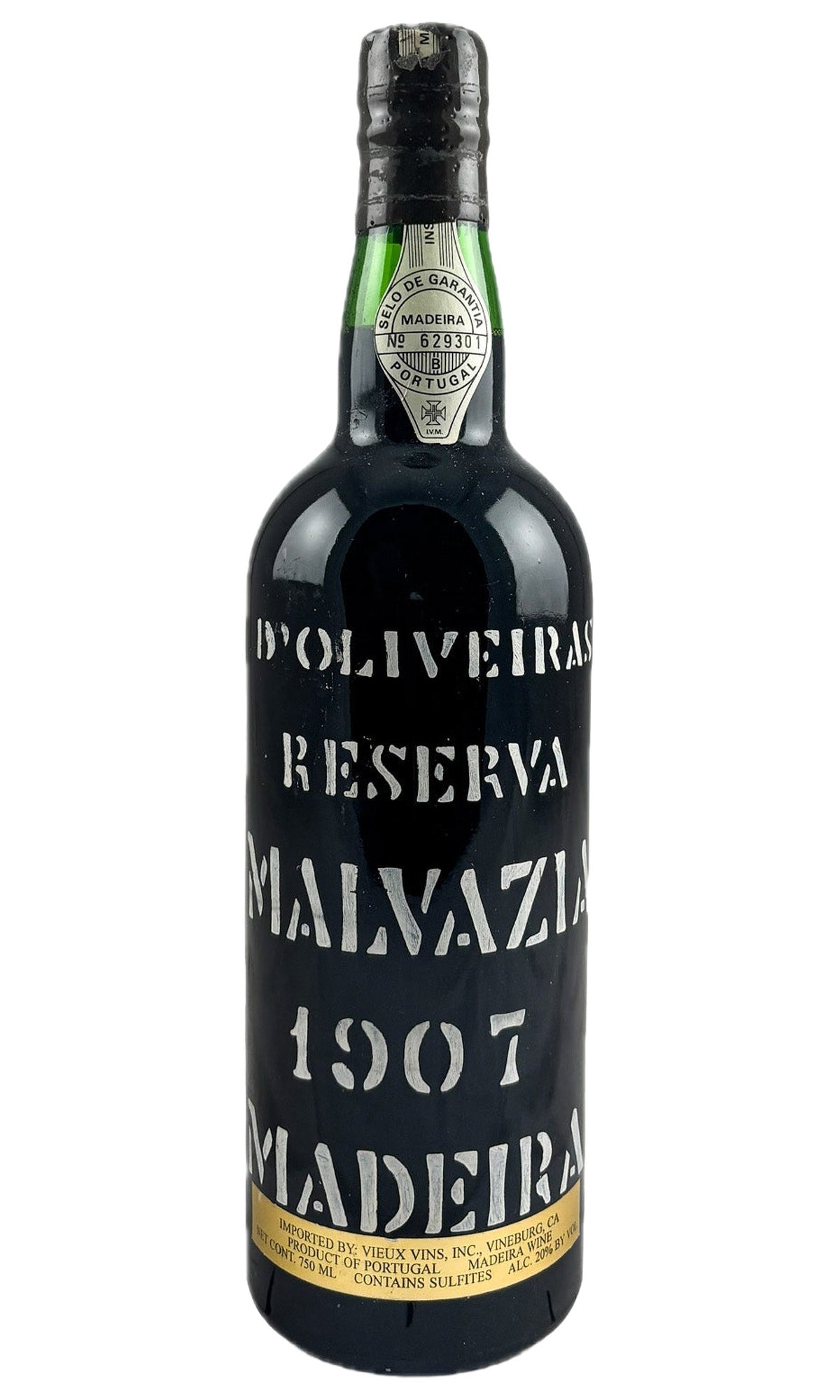 Bottle of d’Oliveiras, Madeira Malvazia, 1907 - Fortified Wine - Flatiron Wines & Spirits - New York