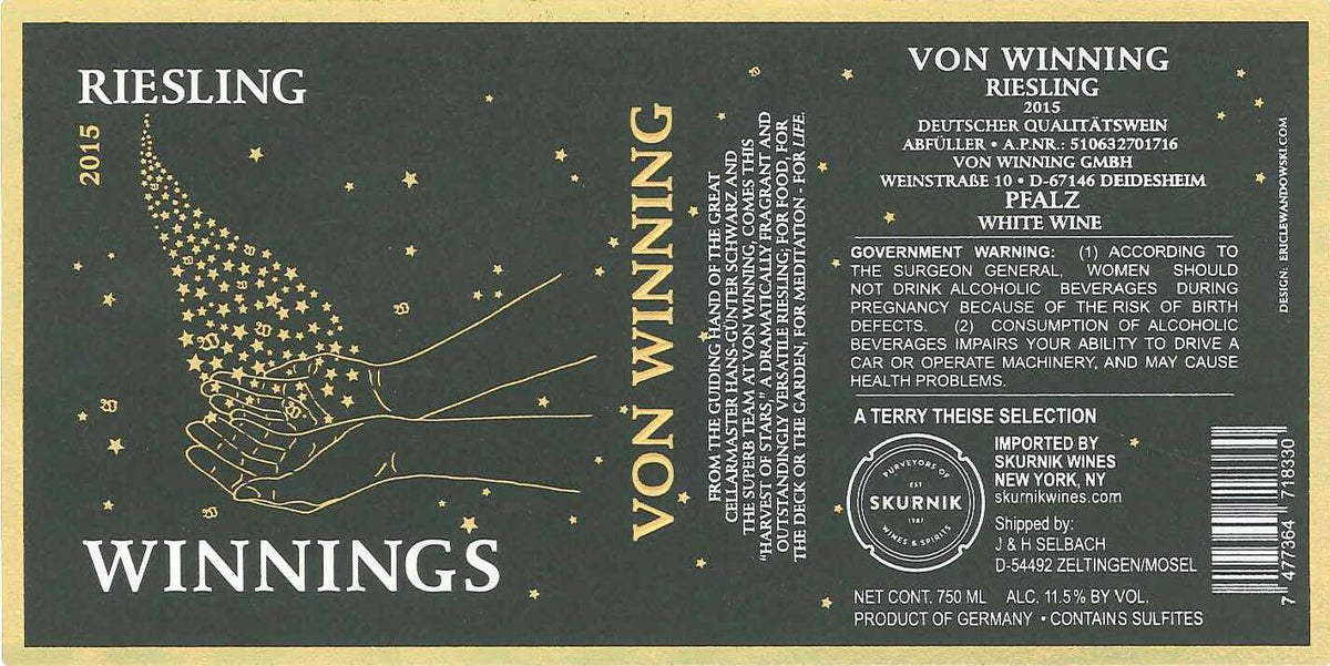 Bottle of von Winning, Winnings Riesling, 2025 (Pre-Arrival, ETA Late Fall 2026) - White Wine - Flatiron Wines & Spirits - New York
